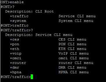 Device shell enable mode, configuration tree