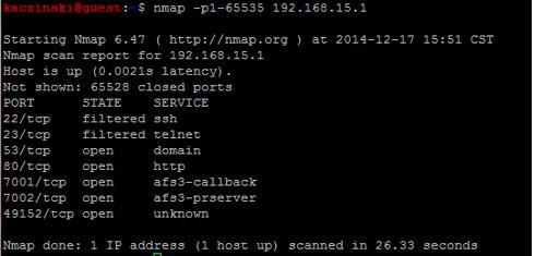 LAN-side port scan of the Zhone GPON-2520